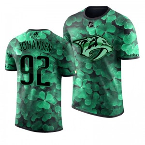 Predators Ryan Johansen St. Patrick's Day Green Lucky Shamrock Adidas T-shirt - Sale