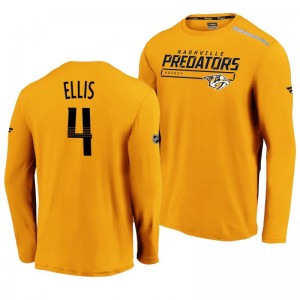 Predators Ryan Ellis 2020 Authentic Pro Clutch Long Sleeve Yellow T-Shirt - Sale