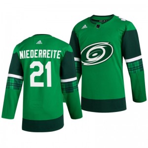 Hurricanes Nino Niederreiter 2020 St. Patrick's Day Authentic Player Green Jersey - Sale