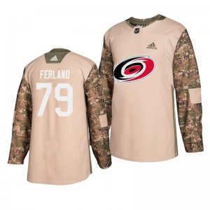 Hurricanes Micheal Ferland Veterans Day Practice Adidas Camo Jersey - Sale