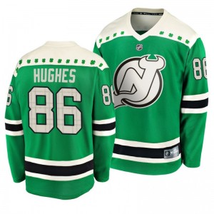 Devils Jack Hughes 2020 St. Patrick's Day Replica Player Green Jersey - Sale
