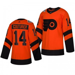 Flyers Men's Sean Couturier 2019 NHL Stadium Series Coors Light Authentic Orange Jersey - Sale