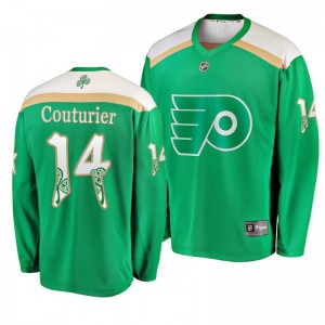 Flyers Sean Couturier 2019 St. Patrick's Day Replica Fanatics Branded Jersey Green - Sale