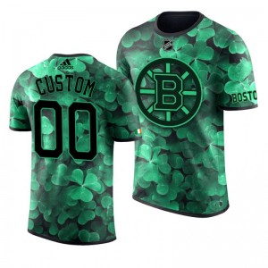 Bruins Custom St. Patrick's Day Green Lucky Shamrock Adidas T-shirt - Sale