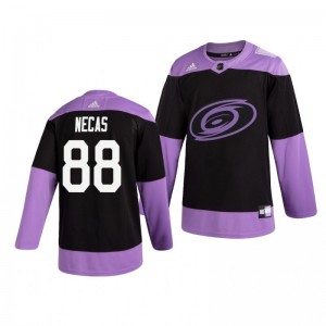 Martin Necas Hurricanes Black Hockey Fights Cancer Practice Jersey - Sale