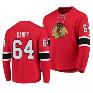 Blackhawks David Kampf Red Adidas Long Sleeve Jersey T-Shirt - Sale