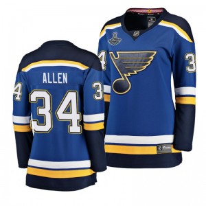 Blues 2019 Stanley Cup Champions Jake Allen Home Breakaway Women's Blue Jersey - Sale