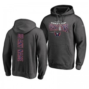 Custom Capitals 2018 Heather Charcoal Pullover Stanley Cup Champions Hoodie - Sale