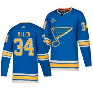 Blues Jake Allen 2019 Stanley Cup Champions Authentic Alternate Blue Jersey - Sale