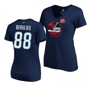 Jets Nathan Beaulieu Women's 2019 Heritage Classic Primary Logo T-Shirt Navy - Sale