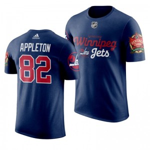 Winnipeg Jets Mason Appleton 2019 Heritage Classic Saskatchewan Navy T-Shirt - Sale