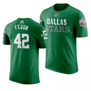 2020 Winter Classic Dallas Stars Taylor Fedun Green Team Logo T-Shirt - Sale
