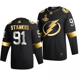 Steven Stamkos Lightning 2020 Stanley Cup Champions Jersey Black Authentic Golden Limited - Sale
