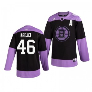 David Krejci Bruins Black Hockey Fights Cancer Practice Jersey - Sale