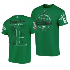 Men 2020 Western Conference Champs Stars Ty Dellandrea Green Pivot Roster T-Shirt - Sale