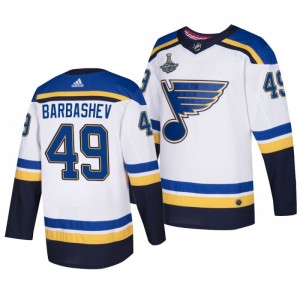 Blues 2019 Stanley Cup Champions White Authentic Player Ivan Barbashev Jersey - Sale