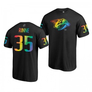 Pekka Rinne Predators Black Rainbow Pride Name and Number T-Shirt - Sale