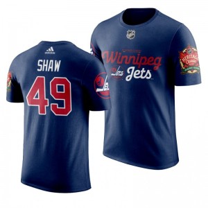 Winnipeg Jets Logan Shaw 2019 Heritage Classic Saskatchewan Navy T-Shirt - Sale