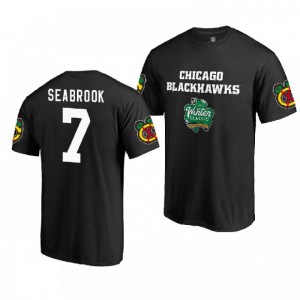 Brent Seabrook Blackhawks 2019 Winter Classic Team Logo Name and Number T-Shirt Black - Sale