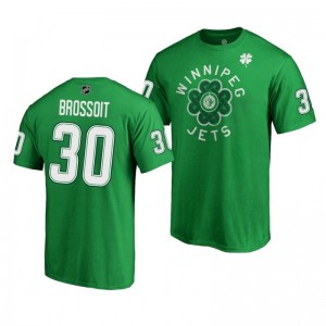 Laurent Brossoit Jets St. Patrick's Day Luck Tradition Green T-shirt - Sale