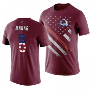 Cale Makar Avalanche Burgundy Independence Day T-Shirt - Sale