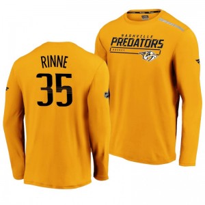 Predators Pekka Rinne 2020 Authentic Pro Clutch Long Sleeve Yellow T-Shirt - Sale