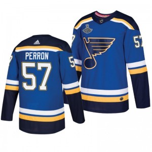 Blues 2019 Stanley Cup Champions Royal Adidas Authentic David Perron Jersey - Sale