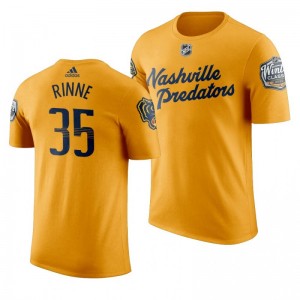 2020 Winter Classic Nashville Predators Pekka Rinne Yellow Team Logo T-Shirt - Sale