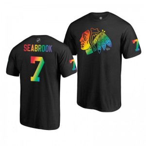 Brent Seabrook Blackhawks 2019 Rainbow Pride Name and Number LGBT Black T-Shirt - Sale