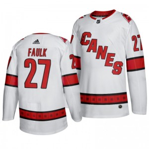 Justin Faulk Hurricanes White Authentic Player Road Away Jersey - Sale