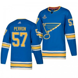 Blues David Perron 2019 Stanley Cup Champions Authentic Alternate Blue Jersey - Sale