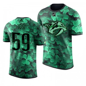 Predators Roman Josi St. Patrick's Day Green Lucky Shamrock Adidas T-shirt - Sale