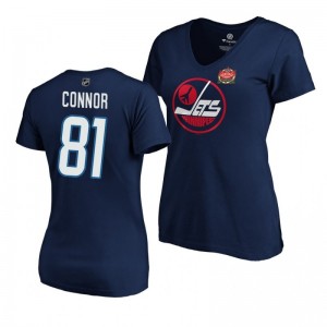 Jets Kyle Connor Women's 2019 Heritage Classic Primary Logo T-Shirt Navy - Sale