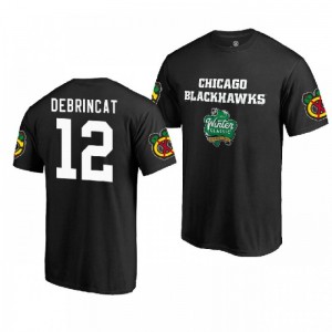 Alex DeBrincat Blackhawks 2019 Winter Classic Team Logo Name and Number T-Shirt Black - Sale