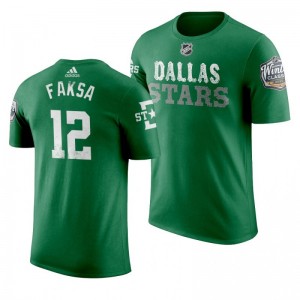2020 Winter Classic Dallas Stars Radek Faksa Green Team Logo T-Shirt - Sale