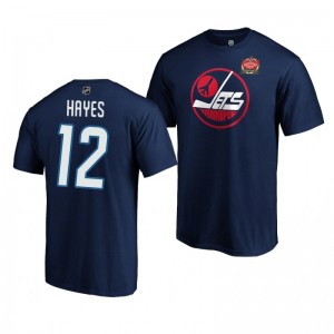 Winnipeg Jets 2019 Navy Heritage Classic Primary Logo Kevin Hayes T-Shirt - Sale