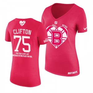 Connor Clifton Boston Bruins Mother's Day V-neck Pink T-shirt - Sale
