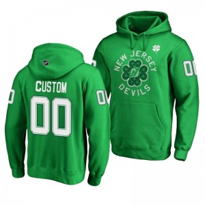 Custom New Jersey Devils St. Patrick's Day Green Pullover Hoodie - Sale