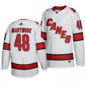 Jordan Martinook Hurricanes White Authentic Player Road Away Jersey - Sale