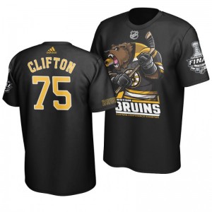 2019 Stanley Cup Final Bruins Connor Clifton Cartoon Mascot T-Shirt - Black - Sale