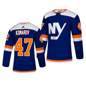 Leo Komarov Islanders Authentic Adidas Alternate Blue Jersey - Sale