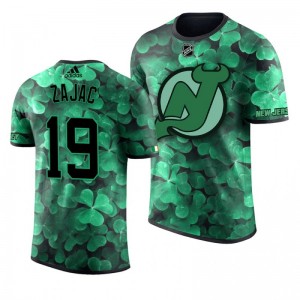 Devils Travis Zajac St. Patrick's Day Green Lucky Shamrock Adidas T-shirt - Sale