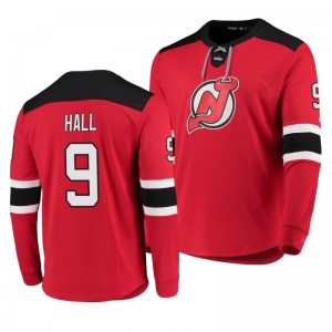 Devils Taylor Hall Red Platinum Long Sleeve Jersey T-Shirt - Sale