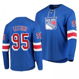 Rangers Vinni Lettieri Blue Platinum Long Sleeve Jersey T-Shirt - Sale