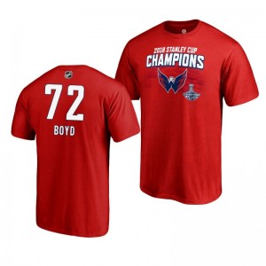 Travis Boyd Capitals Men's 2018 Stanley Cup Champions Red District of Champions T-shirt - Sale