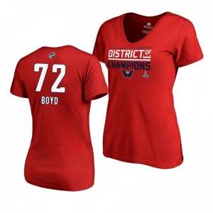 Travis Boyd Capitals Women's 2018 Stanley Cup Champions Red V-Neck T-shirt - Sale