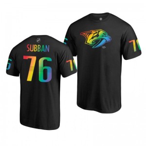 P.K. Subban Predators Black Rainbow Pride Name and Number T-Shirt - Sale