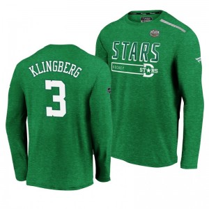 Dallas Stars John Klingberg Green 2020 Winter Classic Men's Long Sleeve T-Shirt - Sale