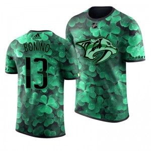 Predators Nick Bonino St. Patrick's Day Green Lucky Shamrock Adidas T-shirt - Sale
