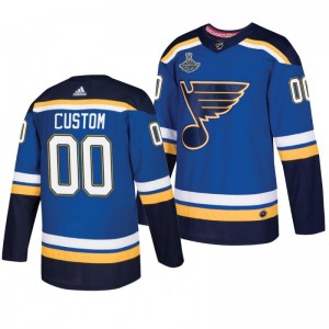 Blues 2019 Stanley Cup Champions Royal Authentic Player Custom Jersey - Sale